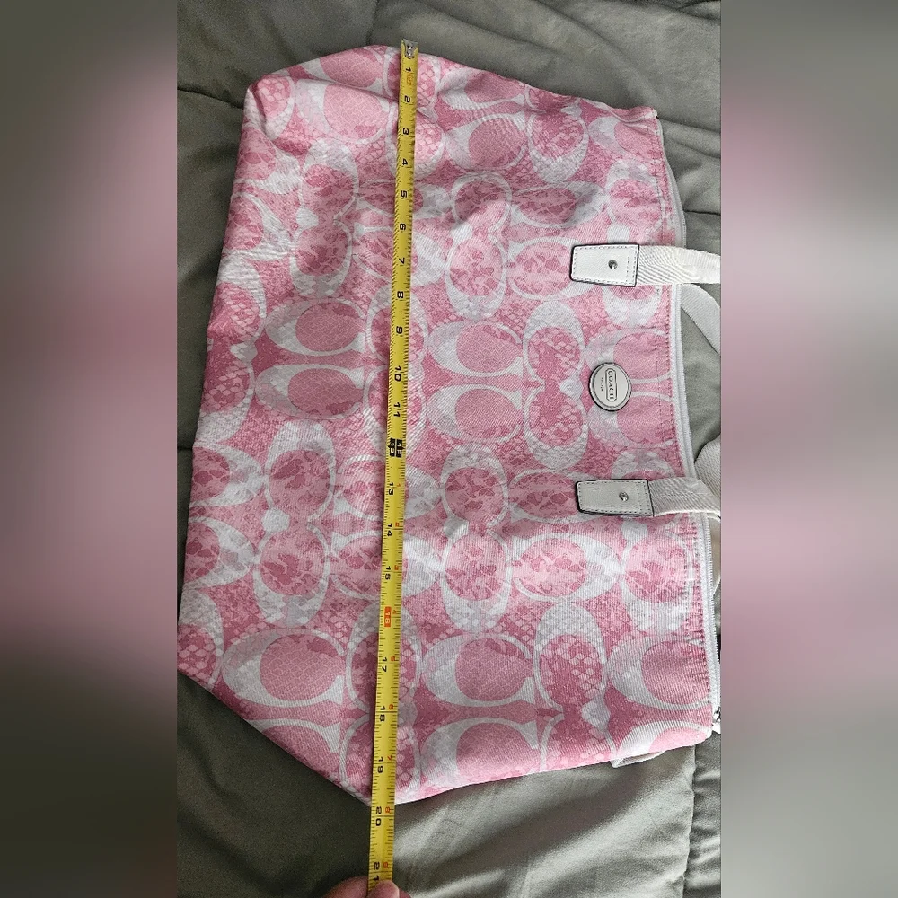 Coach Pink Signature Tote with Matching Pouch - Picture 10 of 13